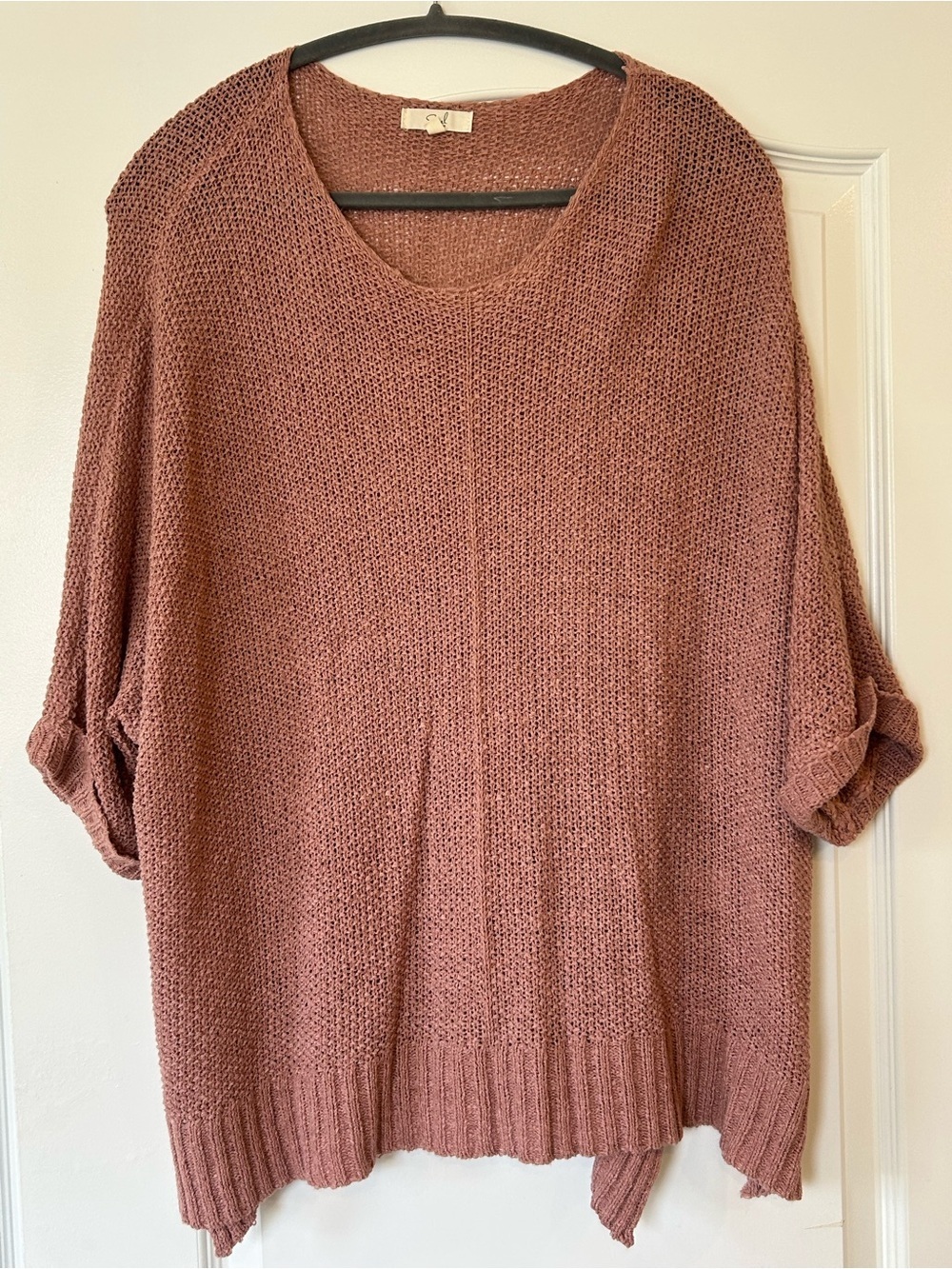 EUC Easel Pink Lightweight Knit Sweater Oversized Boho, Size Medium